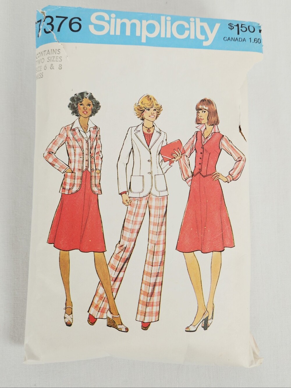Vintage 1976 Simplicity 7376 Jacket Vest Skirt Pants Pattern 6 8 Complete